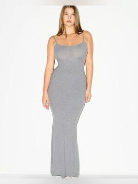 skims one shoulder long dress SKIMS Soft Lounge Long Slip Dress Onyx